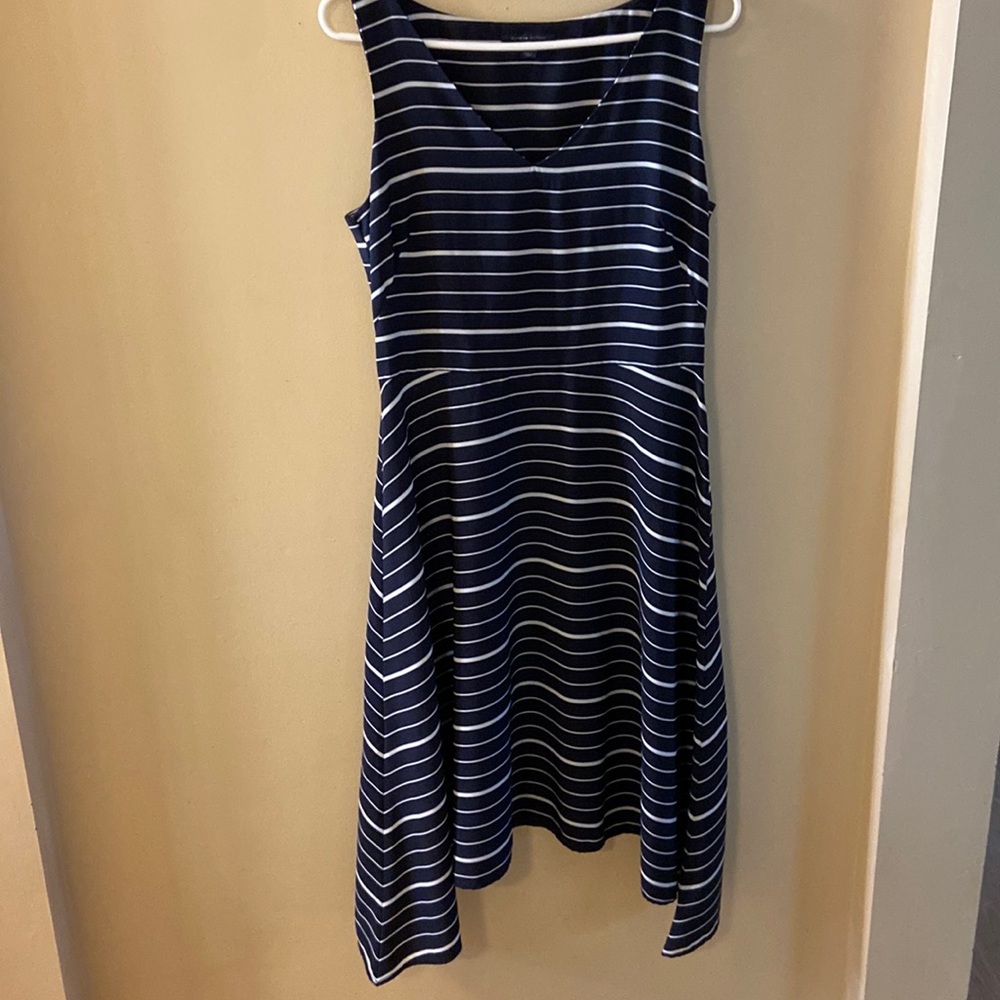 Tommy Hilfiger sleeveless navy & white striped midi dress - size 8